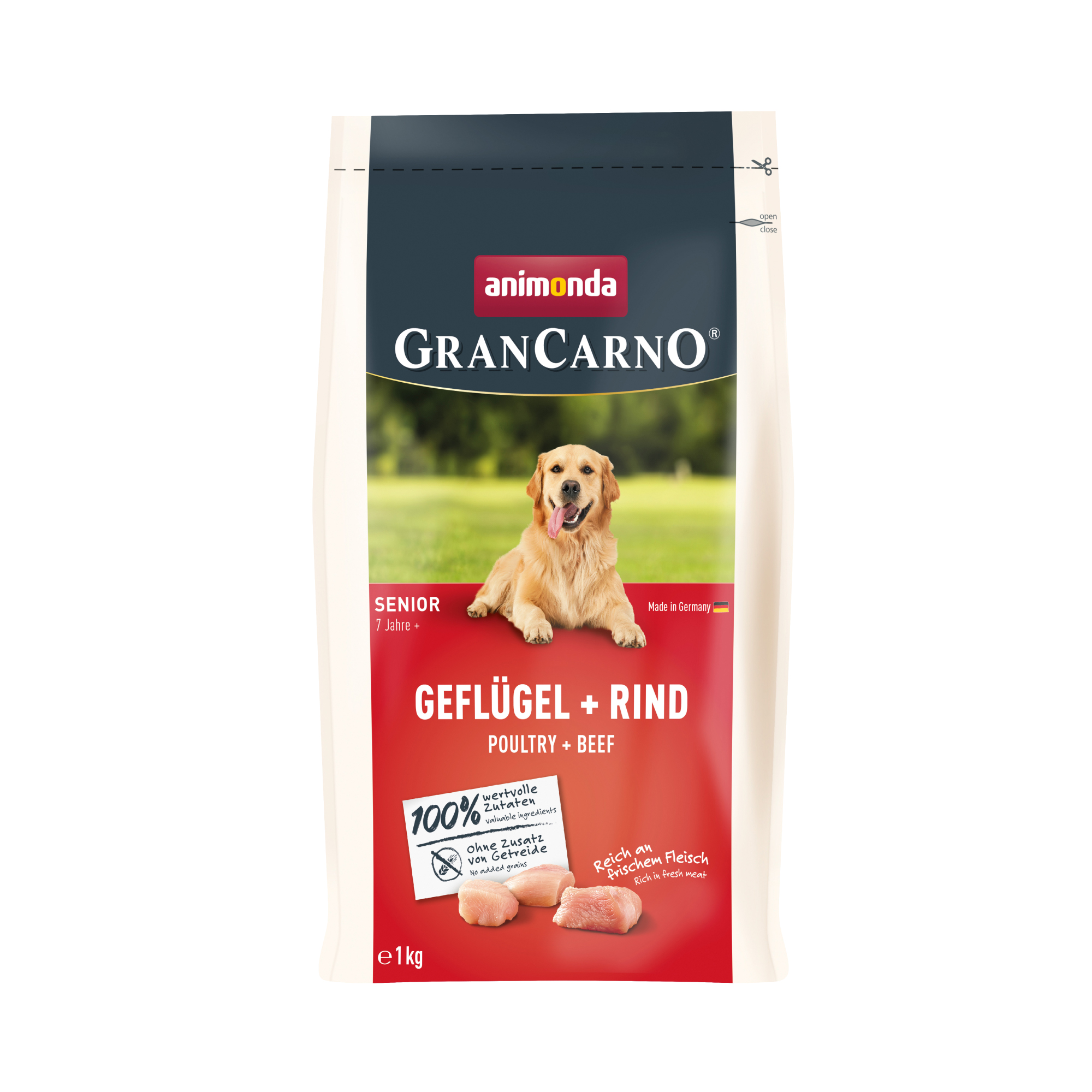 グランカルノ ドライ 鳥・牛 シニア犬用 1kg (82995)